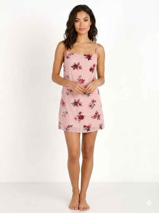 American Eagle Outfitters Dresses & Skirts - American Eagle Dress Tunic Tank Pink Floral Flocked Whimsigoth Festival XS